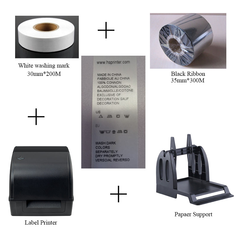 HSPOS HS-2054TA/HS-3064TA Wash Care Label Printer | 203/300DPI Thermal Transfer | 300m Ribbon | Washable Fabric Labels for Clothing Industry