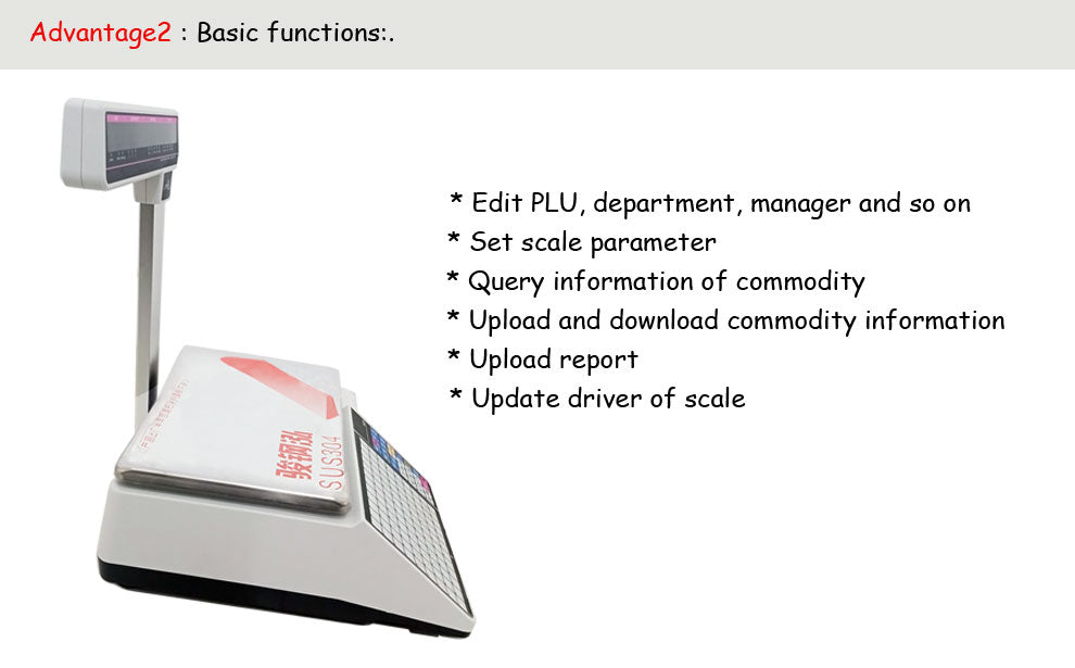 HS-A01 Label Scale - 6000 PLUs, LED Display, Thermal Printing for Supermarket/Deli/Food Shop
