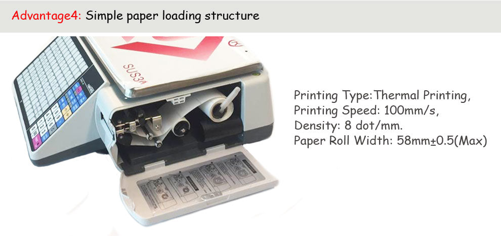 HS-A01 Label Scale - 6000 PLUs, LED Display, Thermal Printing for Supermarket/Deli/Food Shop