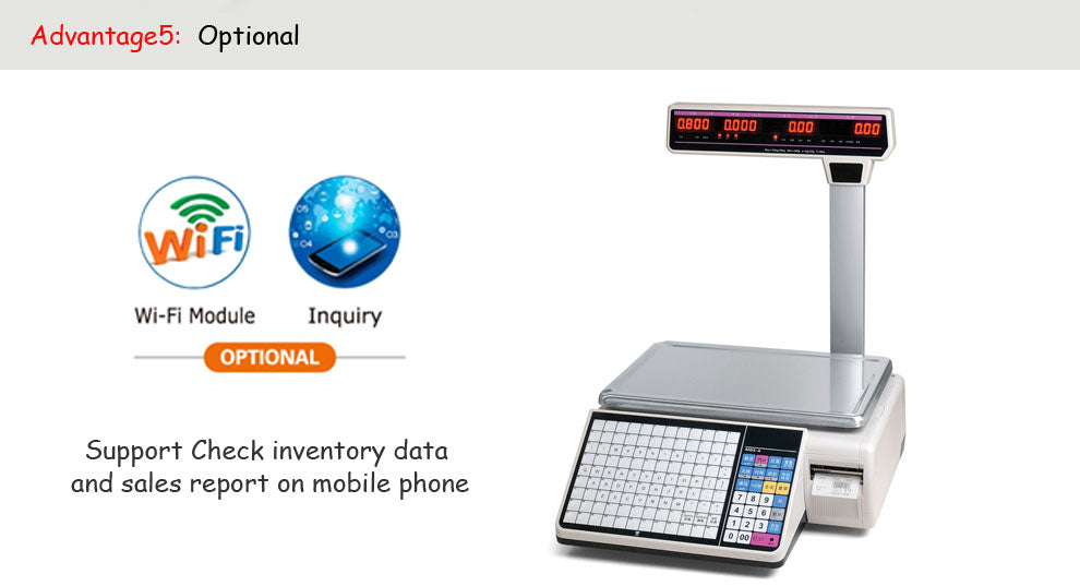 HS-A01 Label Scale - 6000 PLUs, LED Display, Thermal Printing for Supermarket/Deli/Food Shop