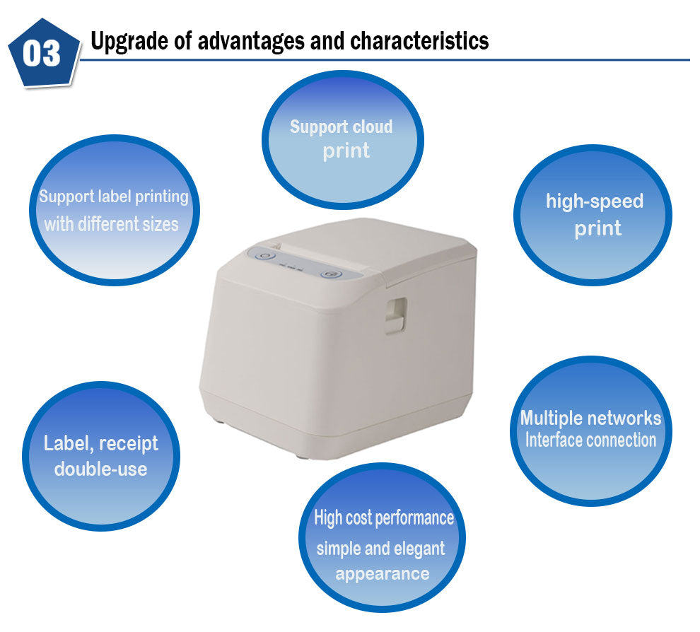 HS-E81 Cloud Series Thermal Receipt & Label Printer | Multi-Interface (WiFi/LAN/Bluetooth) | MQTT Protocol | ESC/POS/TSPL Compatible