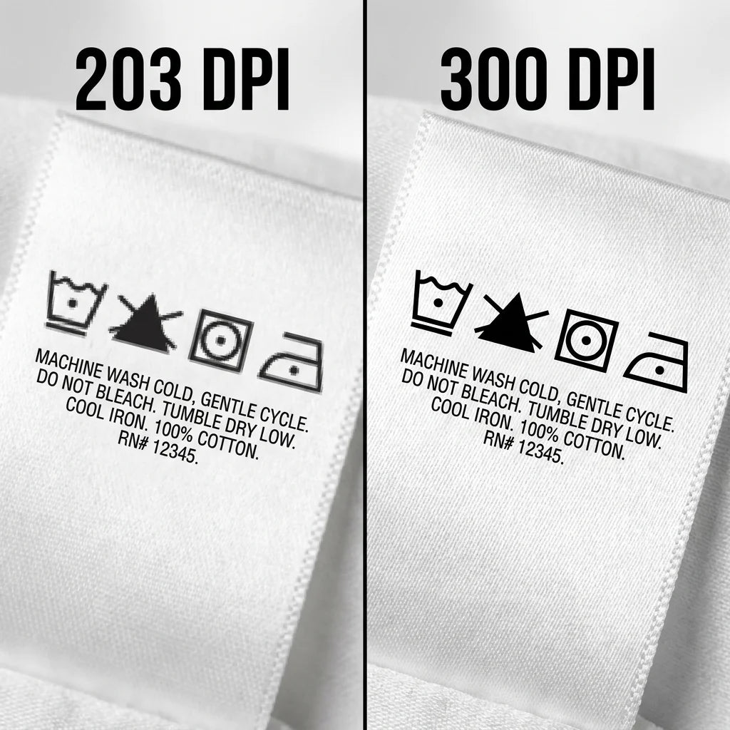203 DPI vs. 300 DPI: The Engineering Choice for Professional Wash Care Labeling