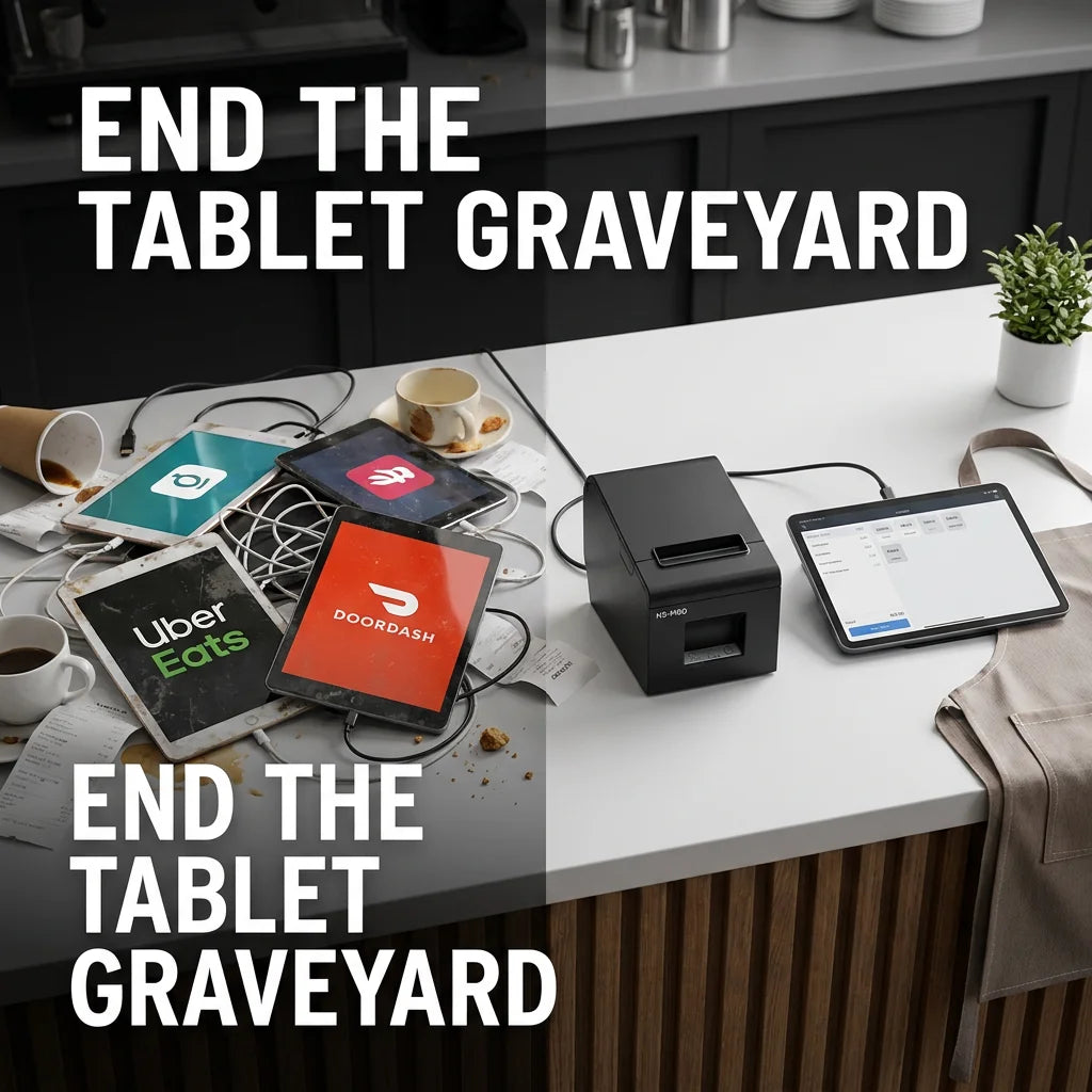 The Tablet Graveyard Ends Here: How to Use ONE Printer for UberEats, DoorDash, and Square in 2026