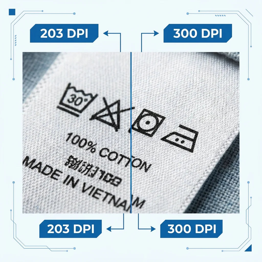 Precision in Every Stitch: 203 DPI vs. 300 DPI for Wash Care Label Printing