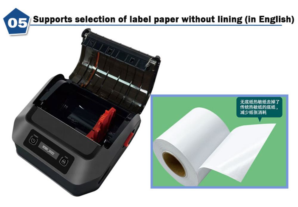 80mm Portable Thermal Printer HS-PL81 - 150H Standby, 180m Printing, Compatible with Label/Receipt Paper (20-80mm)