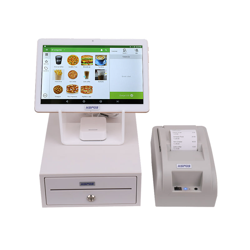 HS-ST53 Android POS Machine - 10inch IPS Touch Screen, 58mm Thermal Printer, 6000mAh Battery, Free POS System + Cash Drawer