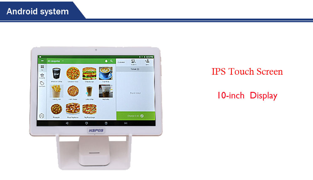 HS-ST53 Android POS Machine - 10inch IPS Touch Screen, 58mm Thermal Printer, 6000mAh Battery, Free POS System + Cash Drawer